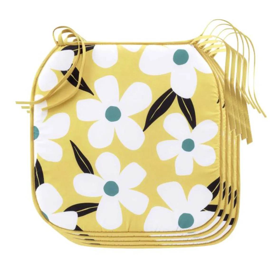4 GALETTES 38X38X1.8CM MICROFIBRE IMPRIMEE DARCY JAUNE
