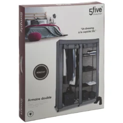 ARMOIRE SUR ROULETTES 1 PENDERIE 5 ETAGERES
