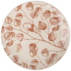 ASSIETTE A DESSERT BRANCHE GRES DECOREE FORME COUPE 19CM