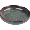 ASSIETTE CREUSE EMAIL REACTIF EFFET CORAIL BLEU MARRON 20CM