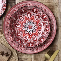 ASSIETTE CREUSE JAIPUR ROUGE D.20CM