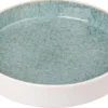 ASSIETTE CREUSE PORCELAINE EMAIL REACTIF BLEU BLANC MAT 21CM