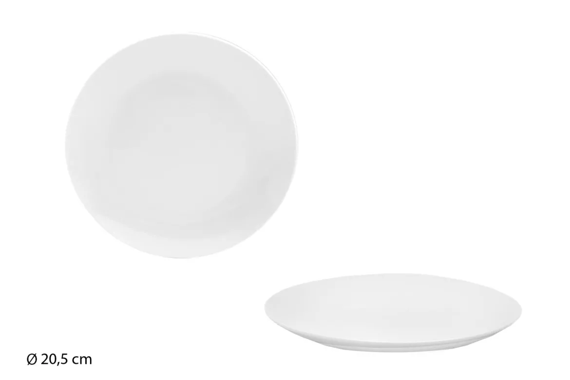 ASSIETTE DESSERT BLANCHE CALOTTE 20.5CM PORCELAINE