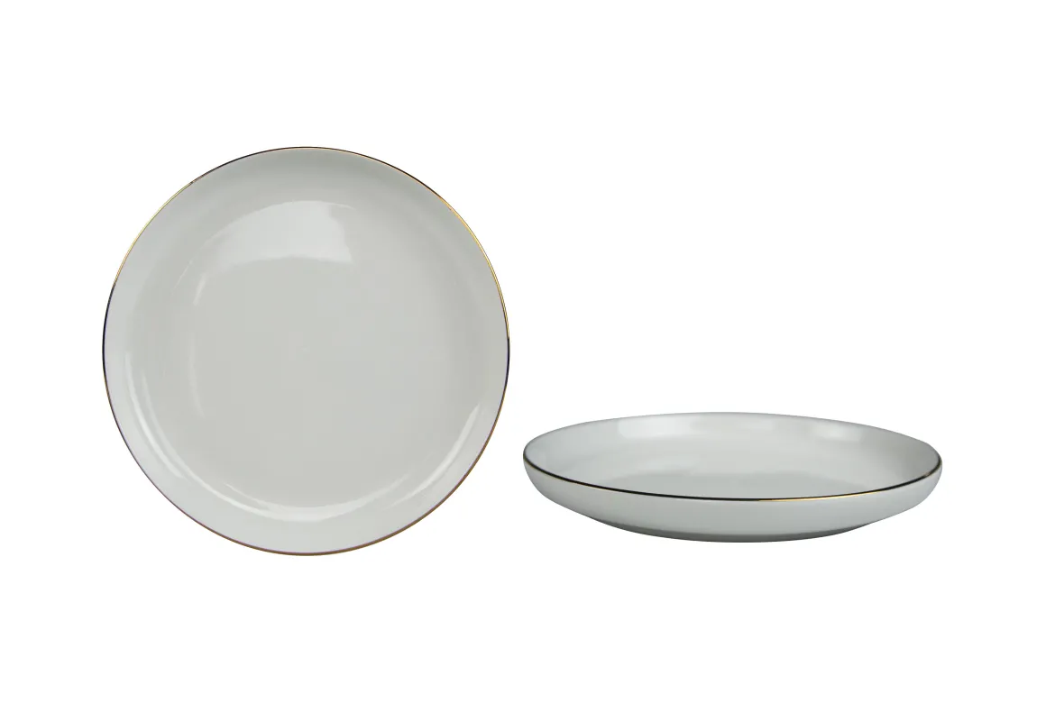 ASSIETTE DESSERT BORD DORE PORCELAINE 19CM