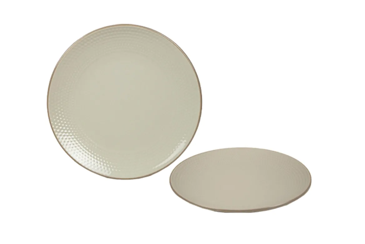ASSIETTE DESSERT 19.5CM DOTS BEIGE GRES