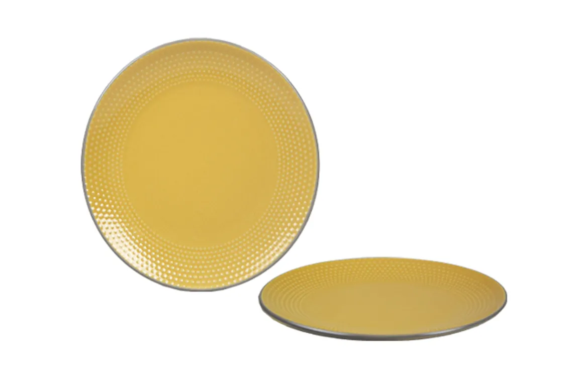 ASSIETTE DESSERT 19.5CM DOTS JAUNE GRES
