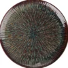 ASSIETTE DESSERT EMAIL REACTIF EFFET CORAIL BLEU MARRON 20CM