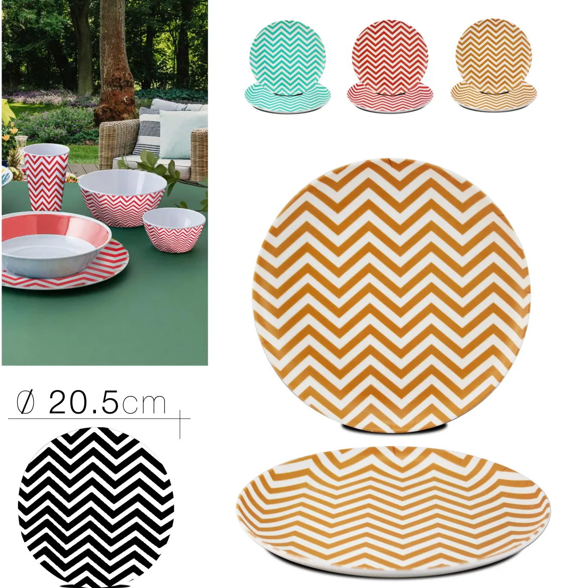 ASSIETTE MELAMINE ZIGZAG D.20.5X1.5CM