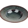 ASSIETTE PATES EMAIL REACTIF EFFET CORAIL BLEU MARRON 25CM
