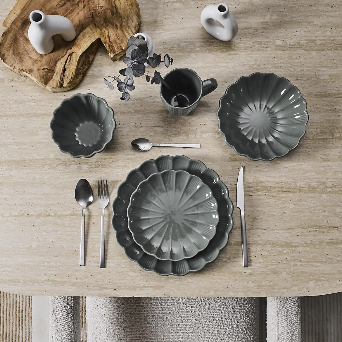 ASSIETTE PLATE CALISTA GRIS D27CM