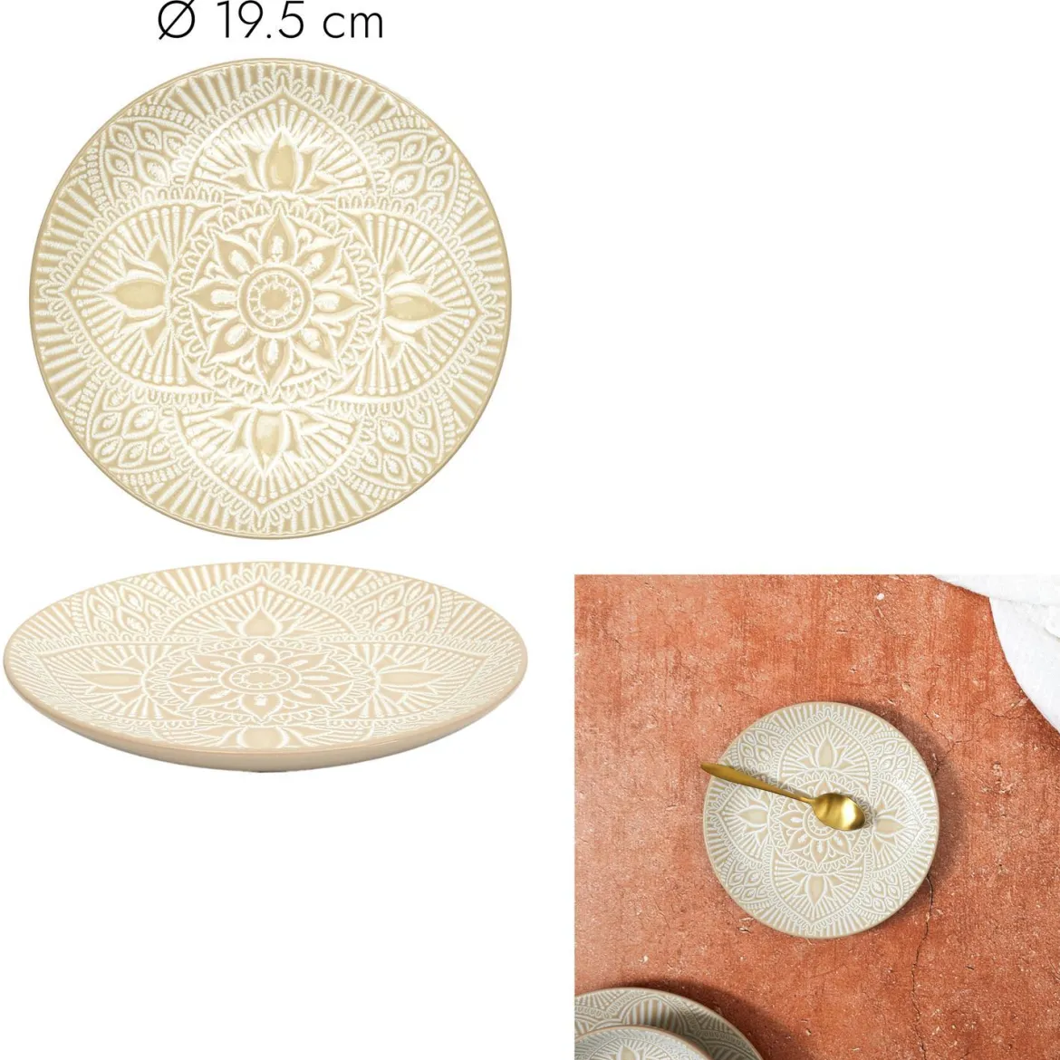ASSIETTE SAHARA BEIGE D.19.5CM
