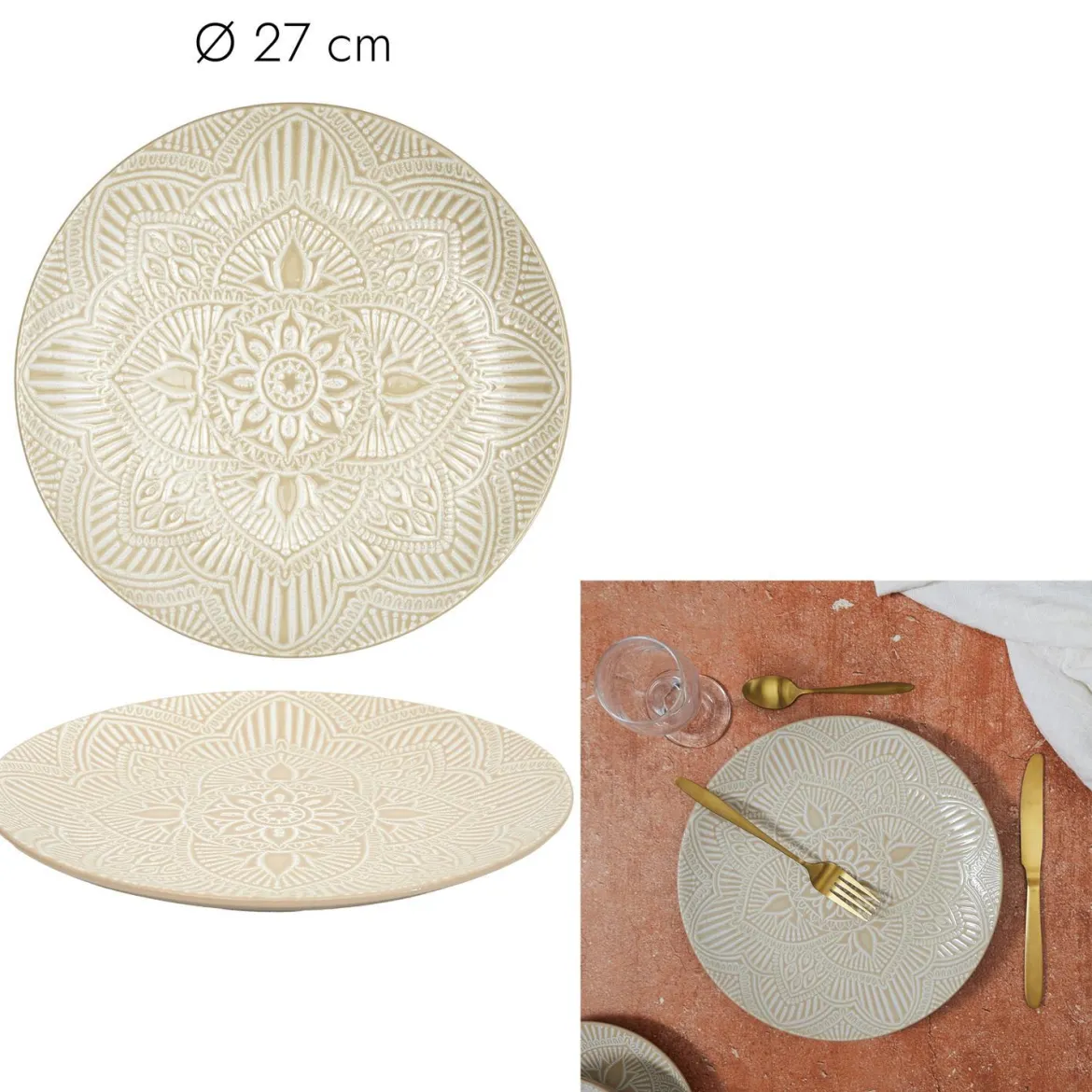 ASSIETTE SAHARA BEIGE D.27CM