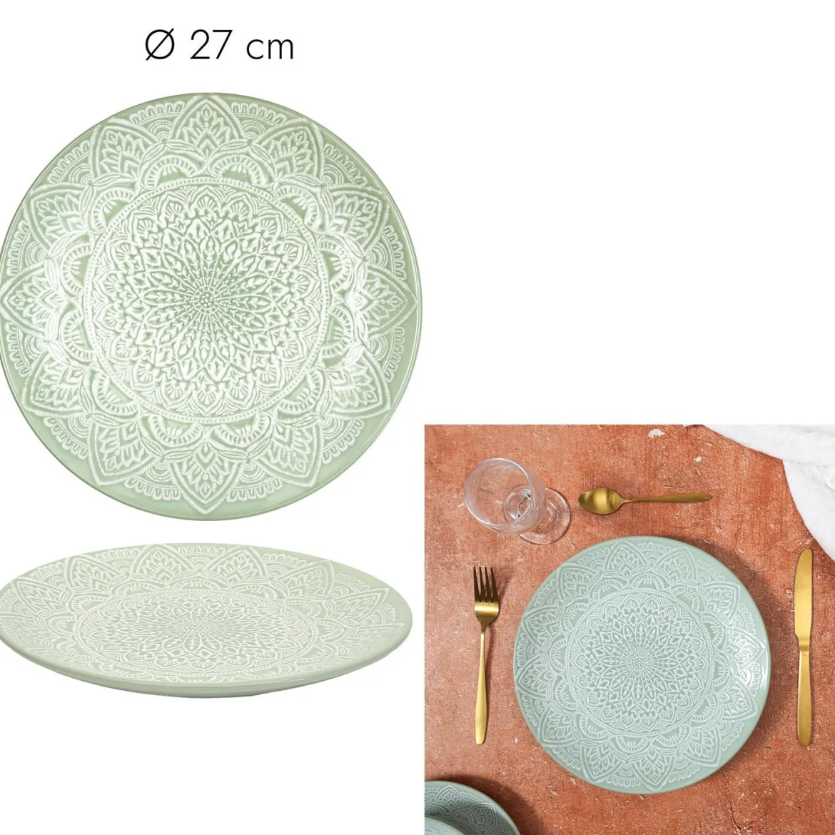 ASSIETTE SAHARA VERT D.27CM