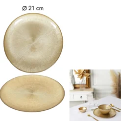 ASSIETTE VERRE DOREE D.21CM