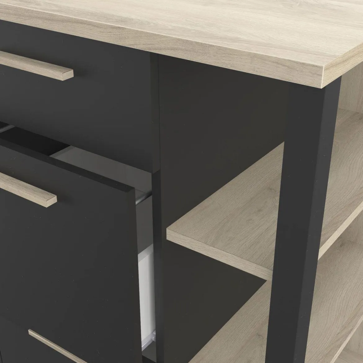 ATELIER MEUBLE BAS 1 PORTE 3 TIROIRS 3 NICHES