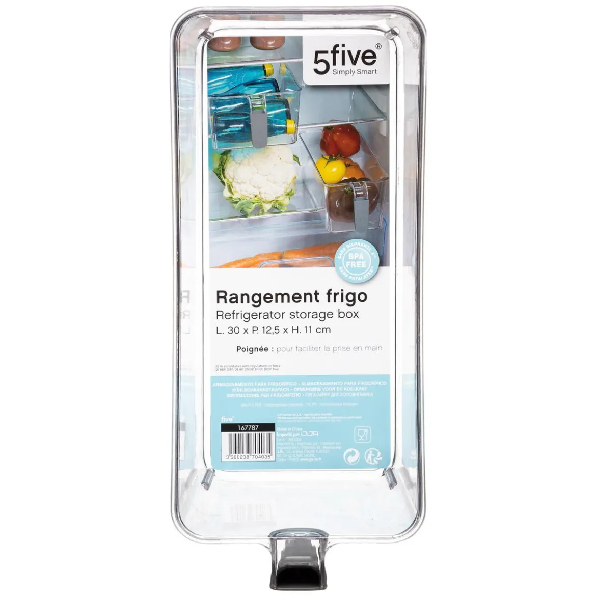 BAC RANGEMENT FRIGO AVEC POIGNEE D.12.5X27.5X11CM