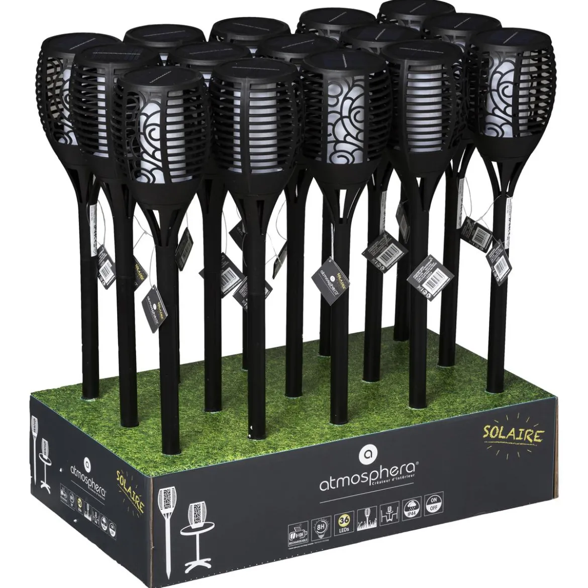 BALISE TORCHE SOLAIRE NOIR H.78CM