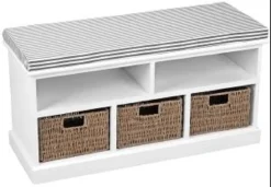 BANC BOIS 3 TIROIRS 90X34X46CM