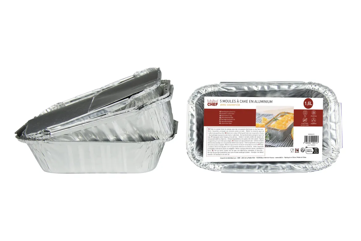 5 BARQUETTES ALUMINIUM MOULE A CAKE 1.6L