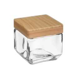 BOCAL CARRE VERRE ET PIN 0.85L