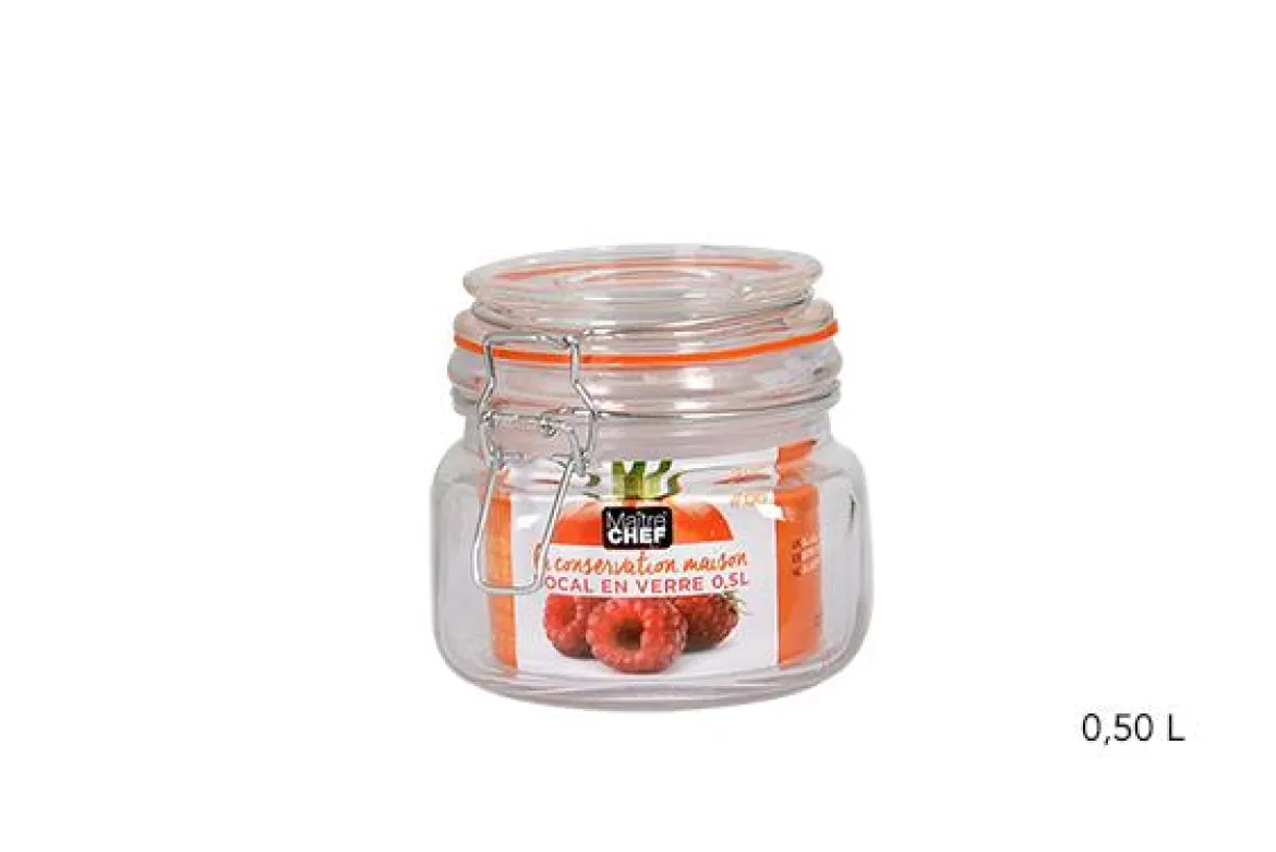 BOCAL HERMETIQUE CLIP METAL 0.5L