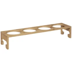 BOCAL VERRE X4 PIECES AVEC SUPPORT BAMBOU