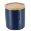BOITE A COTON POLYRESINE COUVERCLE BAMBOU BLEU MARINE