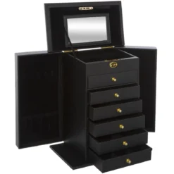 BOITE A BIJOUX NOIR TIROIR H.36CM