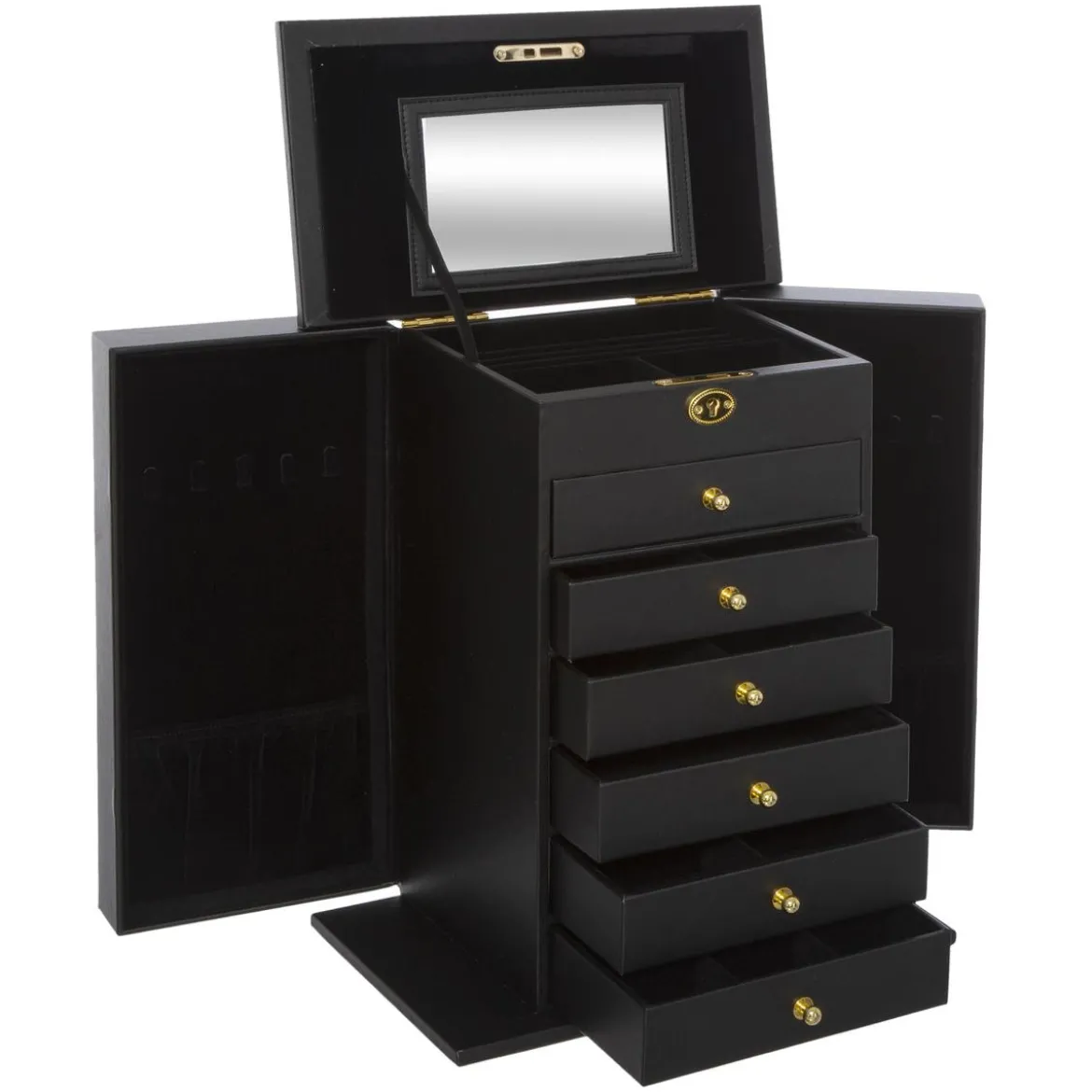 BOITE A BIJOUX NOIR TIROIR H.36CM