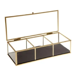 BOITE A BIJOUX VERRE VELOURS RECTANGLE GOLD