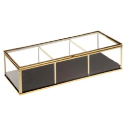 BOITE A BIJOUX VERRE VELOURS RECTANGLE GOLD
