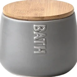 BOITE A COTON DOLOMITE RONDE BATH GRIS BAMBOU