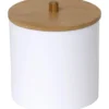 BOITE A COTON ET COTON TIGES BLANC COUVERCLE BAMBOU