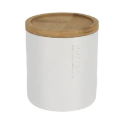 BOITE A COTON POLYRESINE COUVERCLE BAMBOU BLANC BAMBOU