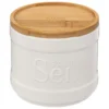 BOITE A SEL NATUREO CERAMIQUE COUVERCLE BAMBOU BLANC