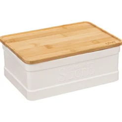 BOITE A SUCRE NATUREO CERAMIQUE COUVERCLE BAMBOU BLANC
