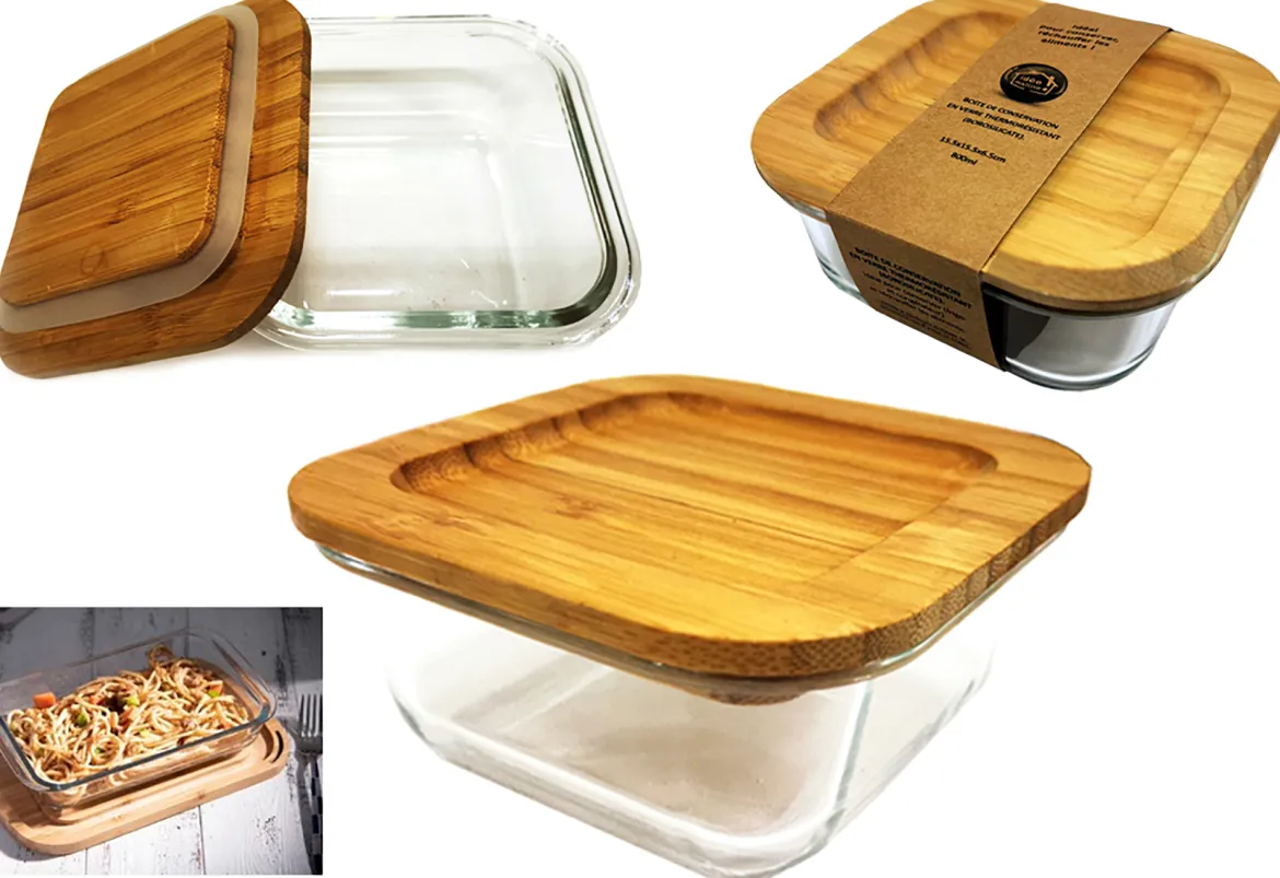 BOITE CARREE VERRE BAMBOU 800ML
