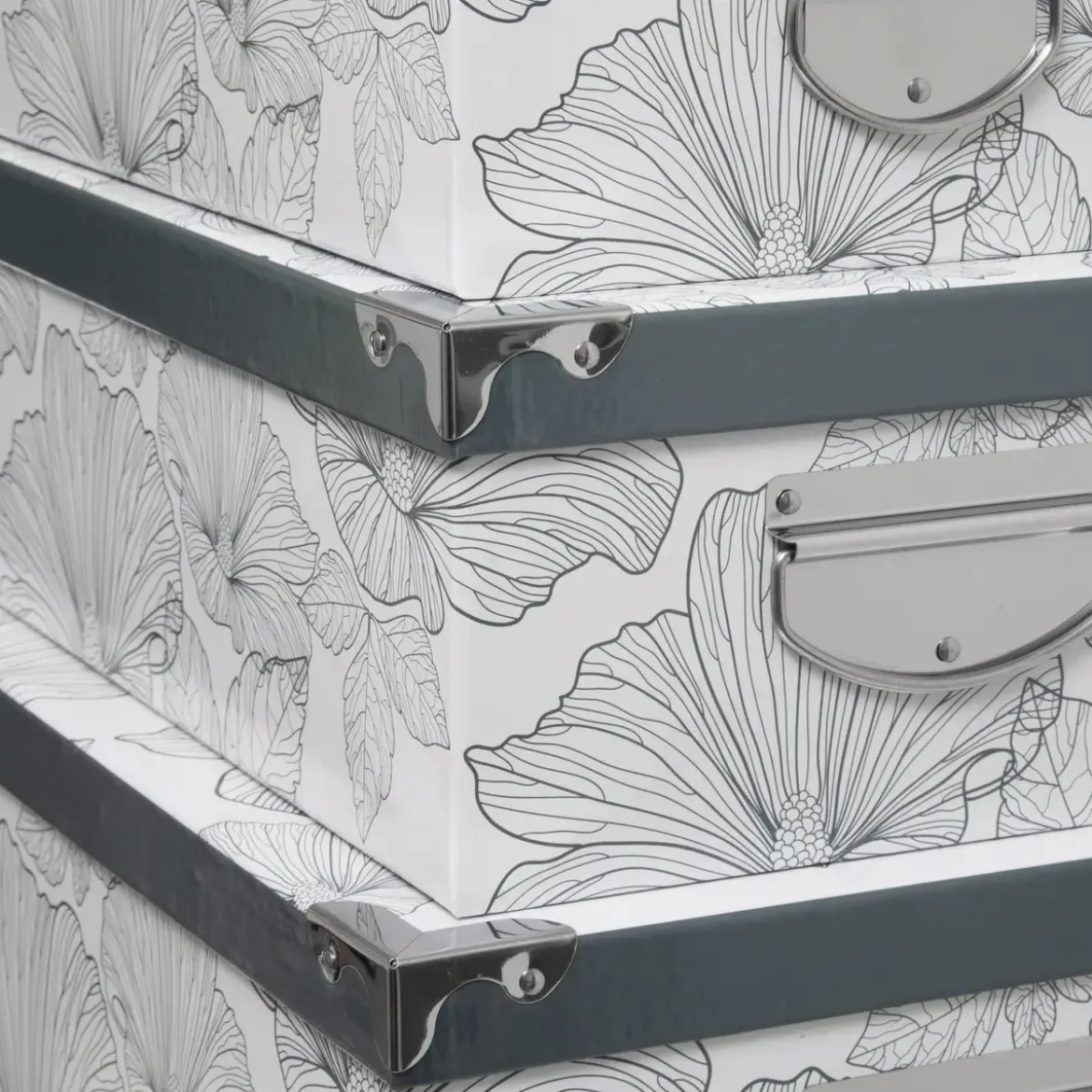 BOITE COIN METAL DELICAT NOIR ET BLANC 32X21.5X11.8CM