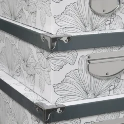 BOITE COIN METAL DELICAT NOIR ET BLANC 36X24.5X12.5CM