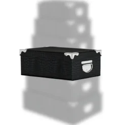 BOITE COINS METAL CROCO NOIR 44X31X15CM