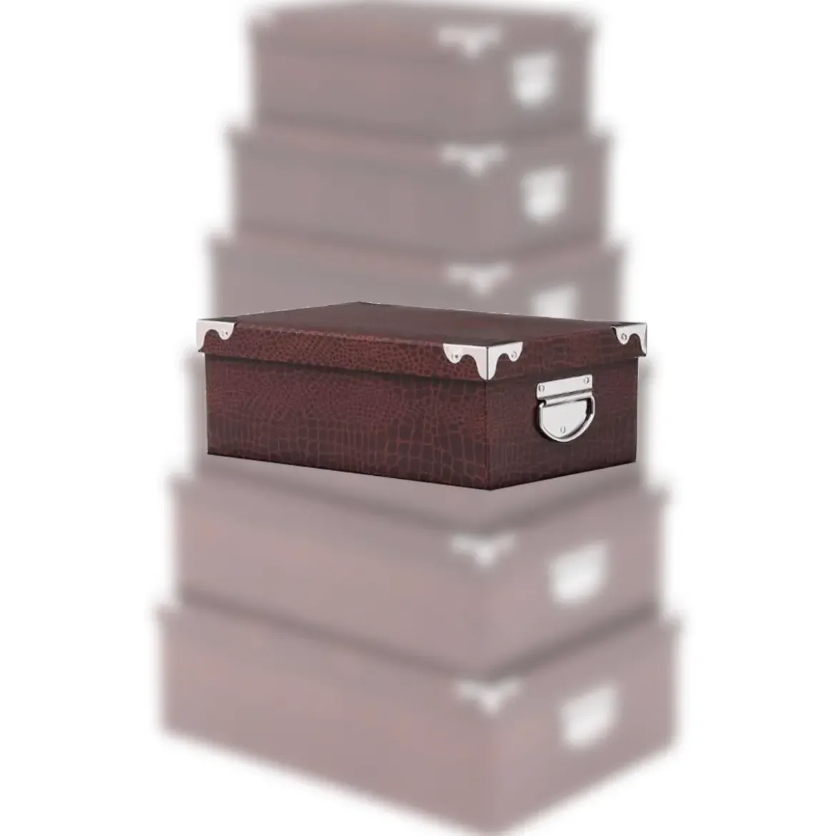 BOITE COINS METAL CROCO NOIR 44X31X15CM