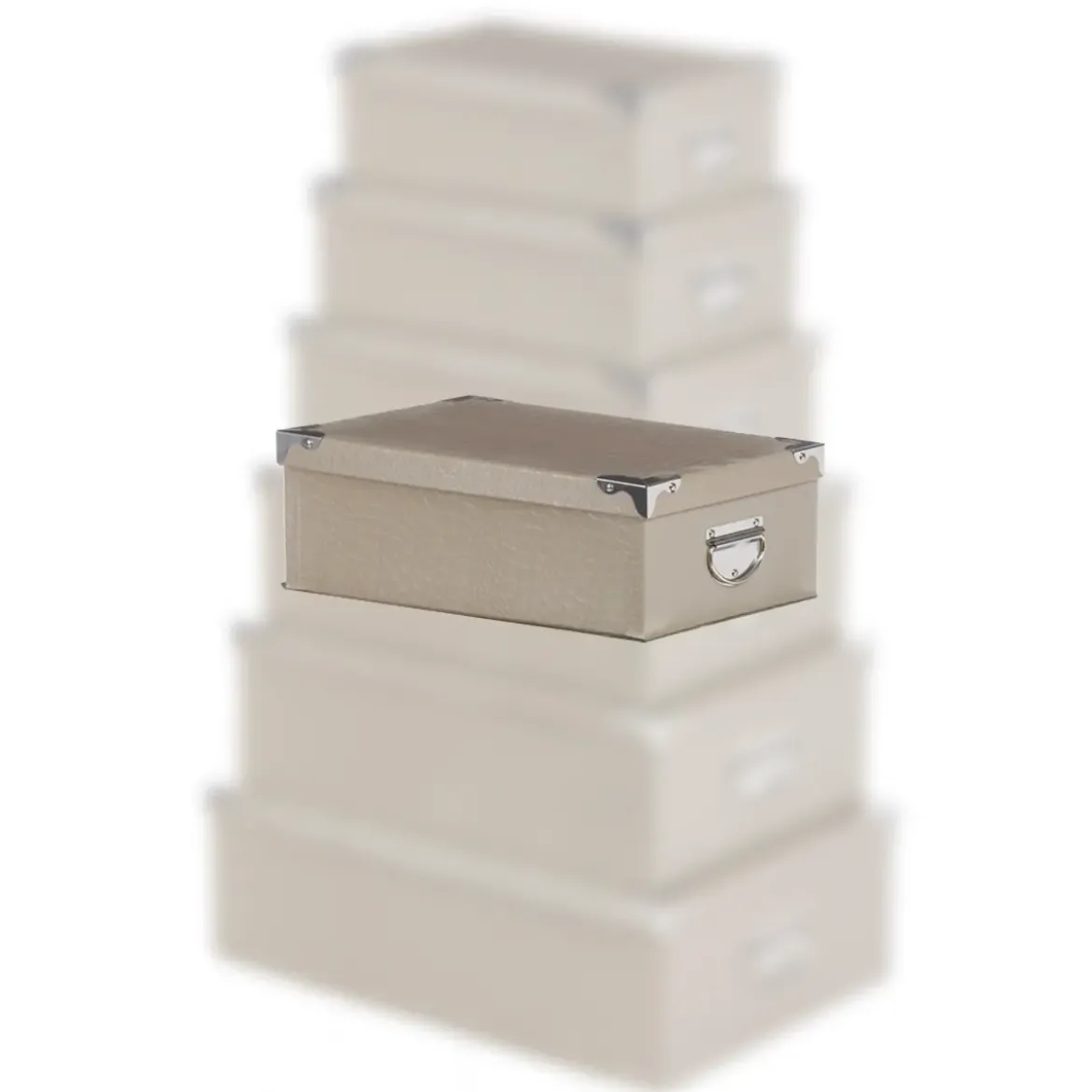 BOITE COINS METAL CROCO TAUPE 44X31X15CM