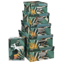 BOITE COINS METAL IMPRIME TROPIQUE D.44X31X15CM