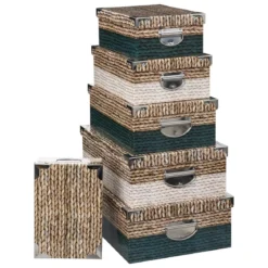 BOITE COINS METAL NATUREL PETROLE BLANC D.44X31X15CM