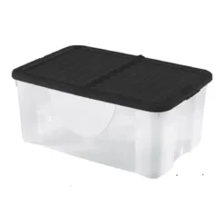 BOITE DE RANGEMENT COUVERCLE DOUBLE OUVERTURE NOIR 40L