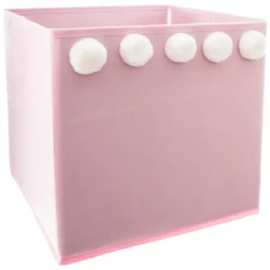 BOITE DE RANGEMENT POMPON ROSE 29X29CM