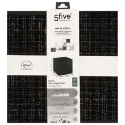 BOITE DE RANGEMENT TWEED NOIR 31X31CM