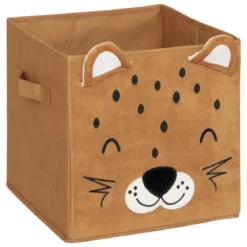 BOITE DE RANGEMENT VELOURS LEOPARD 29X29CM