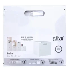 BOITE DE RANGEMENT 31X31CM BOIS BLANC