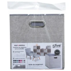 BOITE DE RANGEMENT 31X31CM GRIS CLAIR CHINE